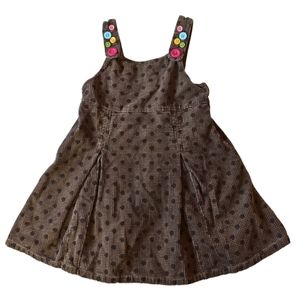 Gymboree sz4 soft corduroy polkadot button zipped jumper dress EUC